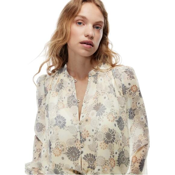 NEW Wilfred Santiago Blouse in White/Light Birch L - Picture 7 of 7